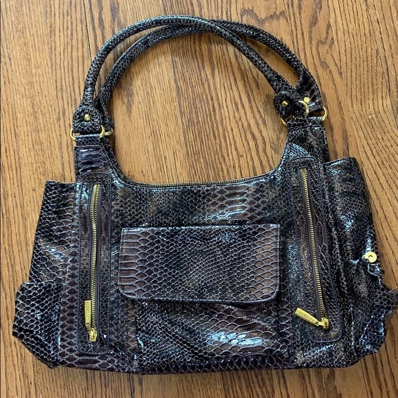 Vecceli Italy Handbags - Vecceli Italy Snake Skin Embossed Satchel